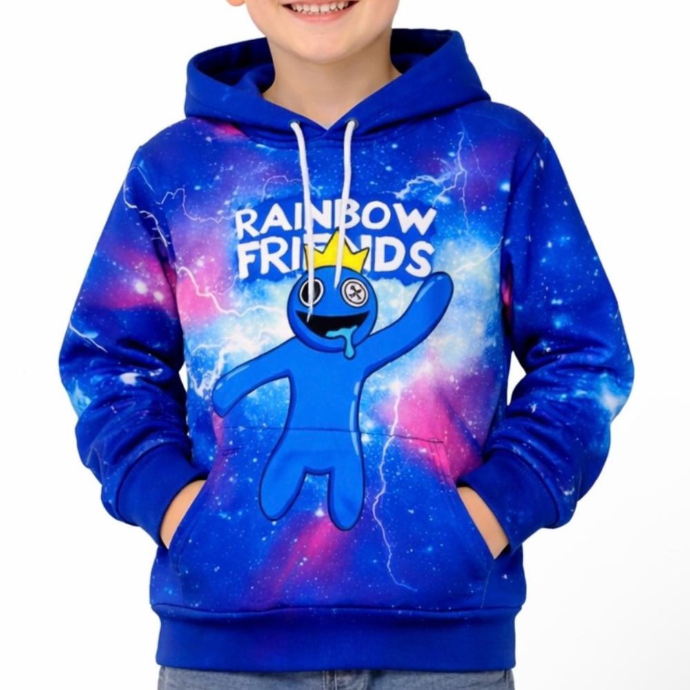 Boys Youth Sz 8 Rainbow Friends Roblox Galaxy Graphic Hoodie Character Pullover